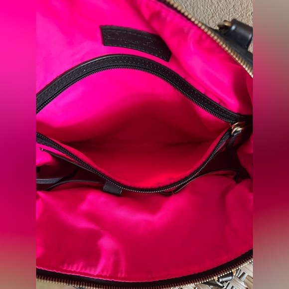 Dooney & Bourke Black/Pink Nylon Satchel Tote Bag & Leather Crossbody Strap - Picture 13 of 16